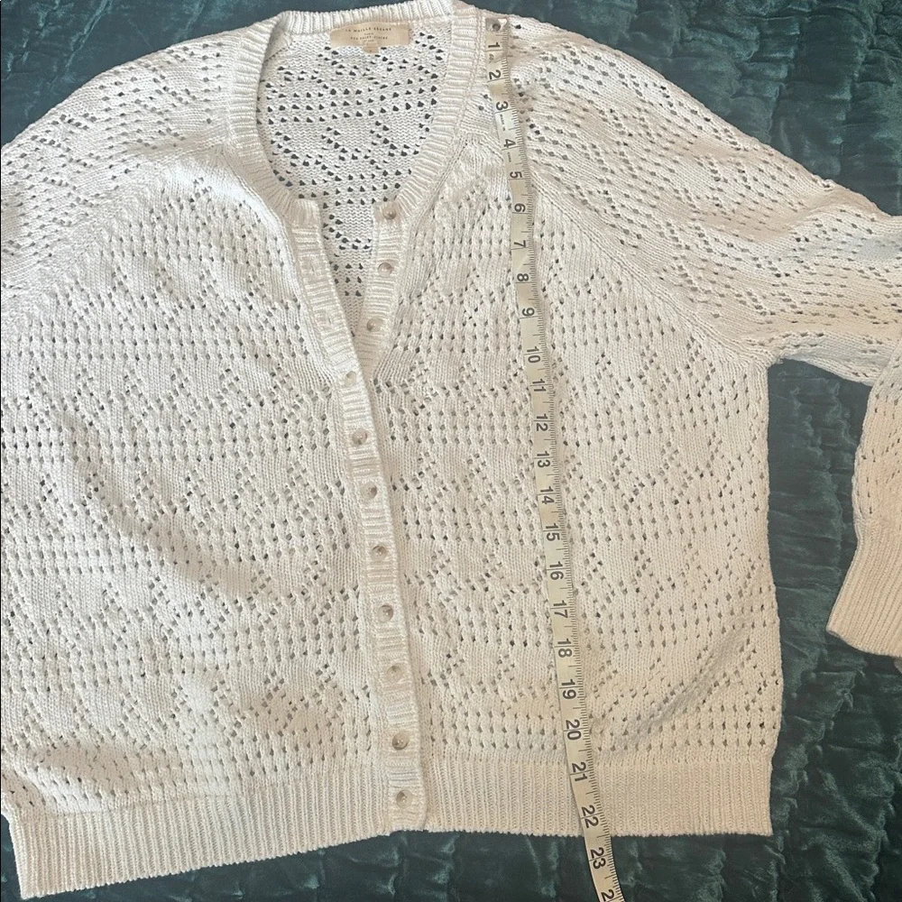 Sézane Capucine White Eyelet Knit Cardigan Sweater Small - Picture 4 of 8